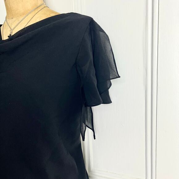 Metaphor Vintage Black Whimsygoth Glam Blouse with Decorated Bedazzled Hem - Picture 5 of 7